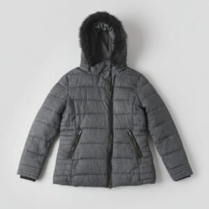 Men’s Quilted Winter Hooded Jacket – Charcoal Grey