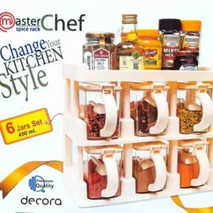 Master Chef 3 Tier Spice Rack with 6 Jars – Kitchen Organizer Set