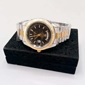 Rolex Stylish Watch for Men Two Tone Luxury Datejust Style Stainless Steel Gold Analog Wrist Watch with Date Display