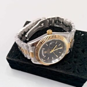 Rolex Stylish Watch for Men Two Tone Luxury Datejust Style Stainless Steel Gold Analog Wrist Watch with Date Display
